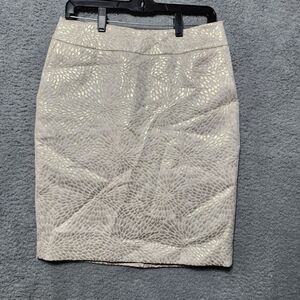 Loft Women's Size 4 A-Line Skirt Ivory &‎ Golf Leaf Pattern Professional NWT